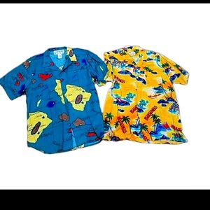 2) Vintage Troical Shirt Watanmal Rayon Fujiette +Newport Blue Bahamas Island